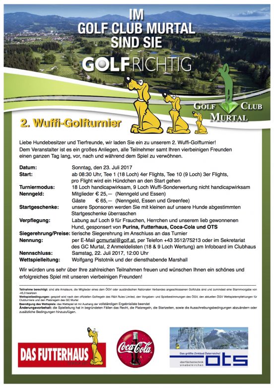 Ausschreibung 2. Wuffi-Golfturnier 2017