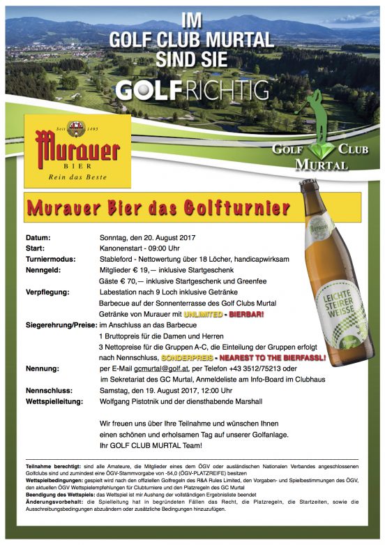 Ausschreibung Murauer Bier Turnier 2017