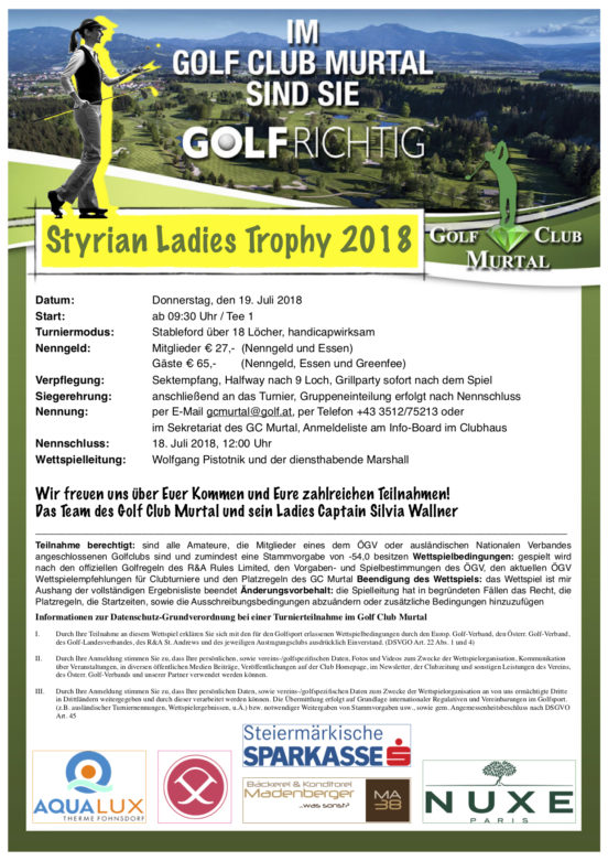 Ausschreibung Styrian Ladies Trophy 2018