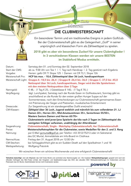 Ausschreibung Clubmeisterschaft 2018