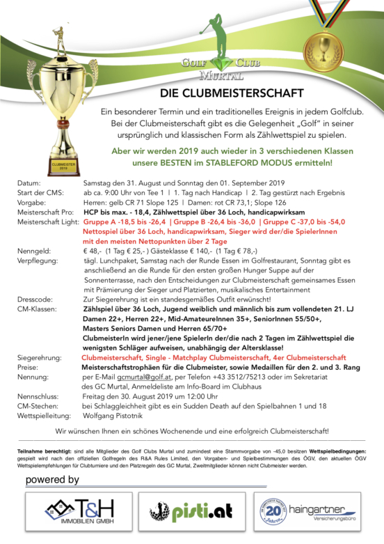 Ausschreibung Clubmeisterschaft 2019