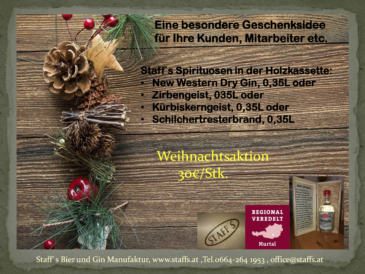 Weihnachtsaktion 2020 Staftt's Bier & Gin