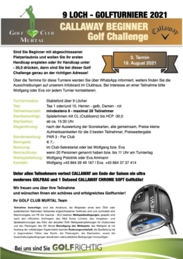 Ausschreibung Callaway Beginner Golf Challenge 2021.03