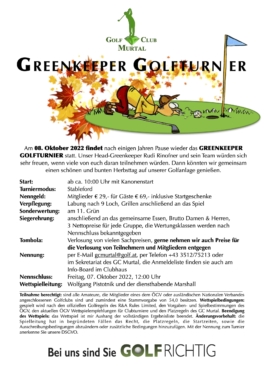 Ausschreibung Greenkeeperturnier 2022