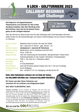 Ausschreibung Callaway Beginner Golf Challenge 202301