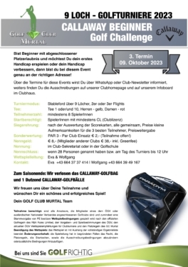 Ausschreibung Callaway Beginner Golf Challenge 202303