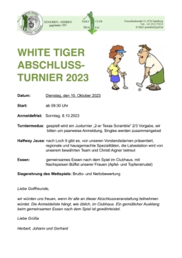 Ausschreibung White Tigers Saisonfinale