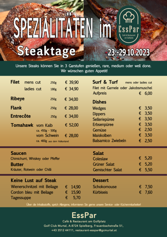 Spezialitäten Steak EssPar