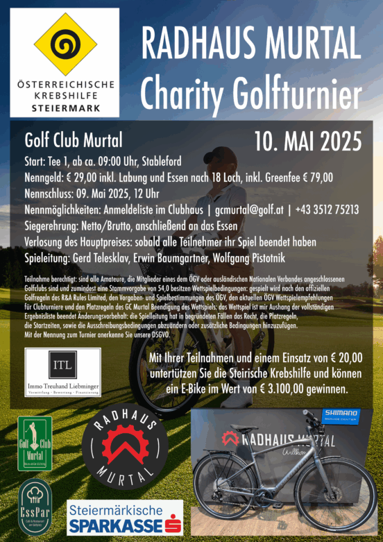 Ausschreibung Radhaus Murtal -Charity Golfturnier