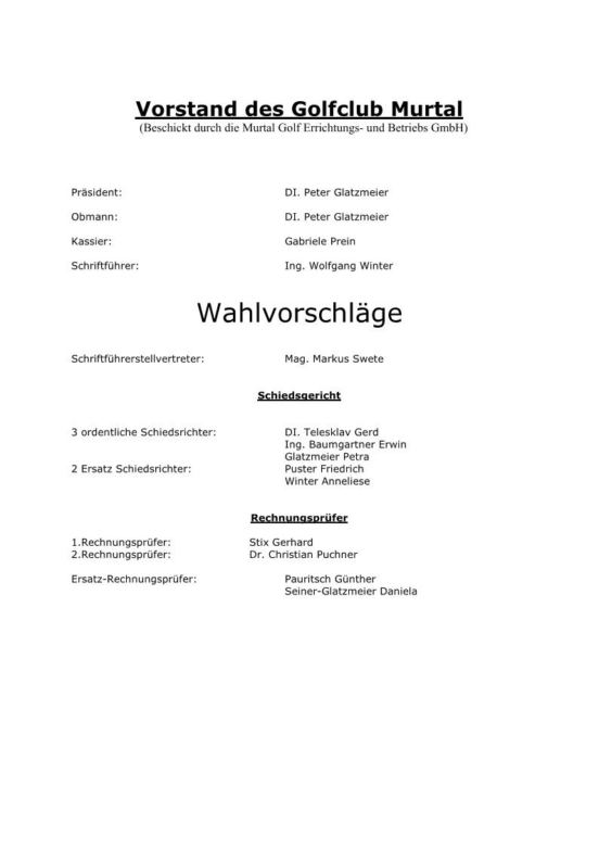 Vorstand des GC Murtal